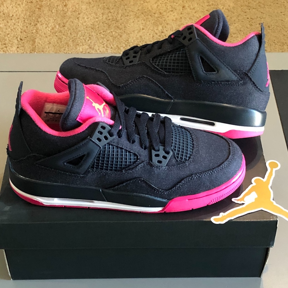 DS Nike Air Jordan 4 IV Retro Denim PINK size 5.5y - Picture 1 of 7